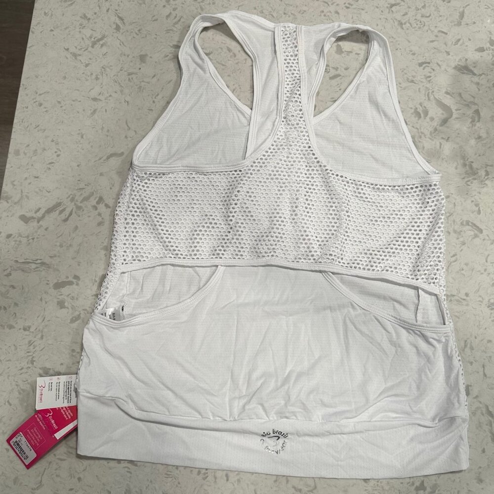 White Mesh Raceback Workout Tank Top